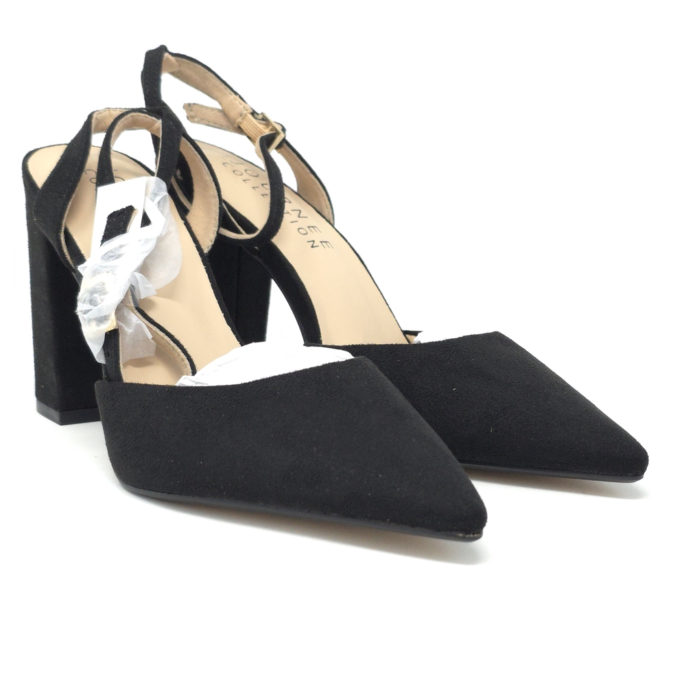 Journee Tyyra Black Vegan Suede Block Heel Pumps Wide US 6 - Picture 2 of 10